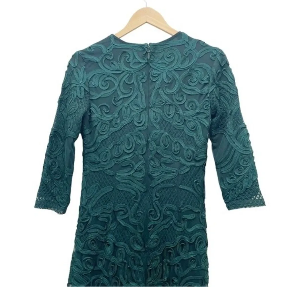 JS Collections Lace Dress Forest Sheer Sleeve Soutache Midi Sheath Dress Size 2 - Image 7