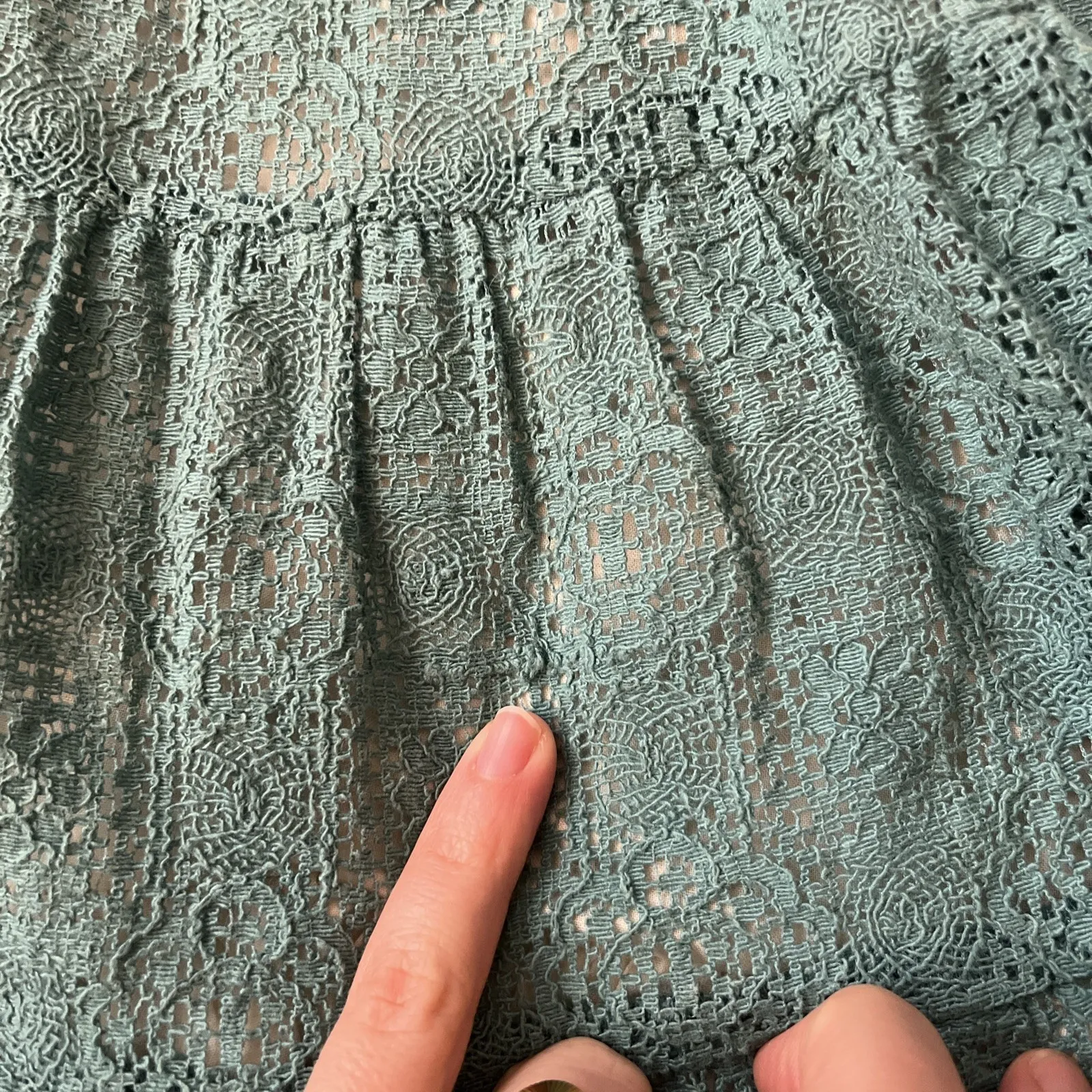 Women's Mini Skirt Tiered A Line Full Coquette Preppy Lace Teal Boho S Esley - Image 6