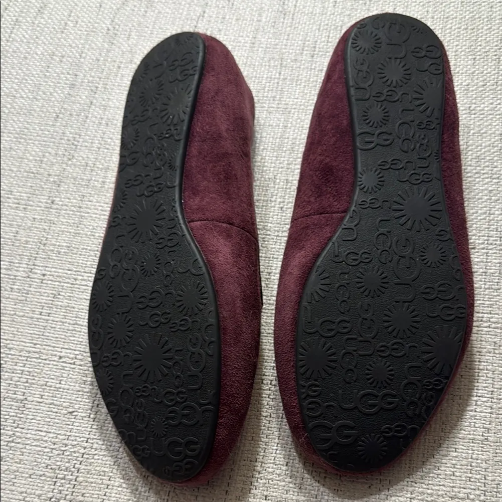 Ugg Burgundy Suede Slippers with Rhinestone Detail - Image 3