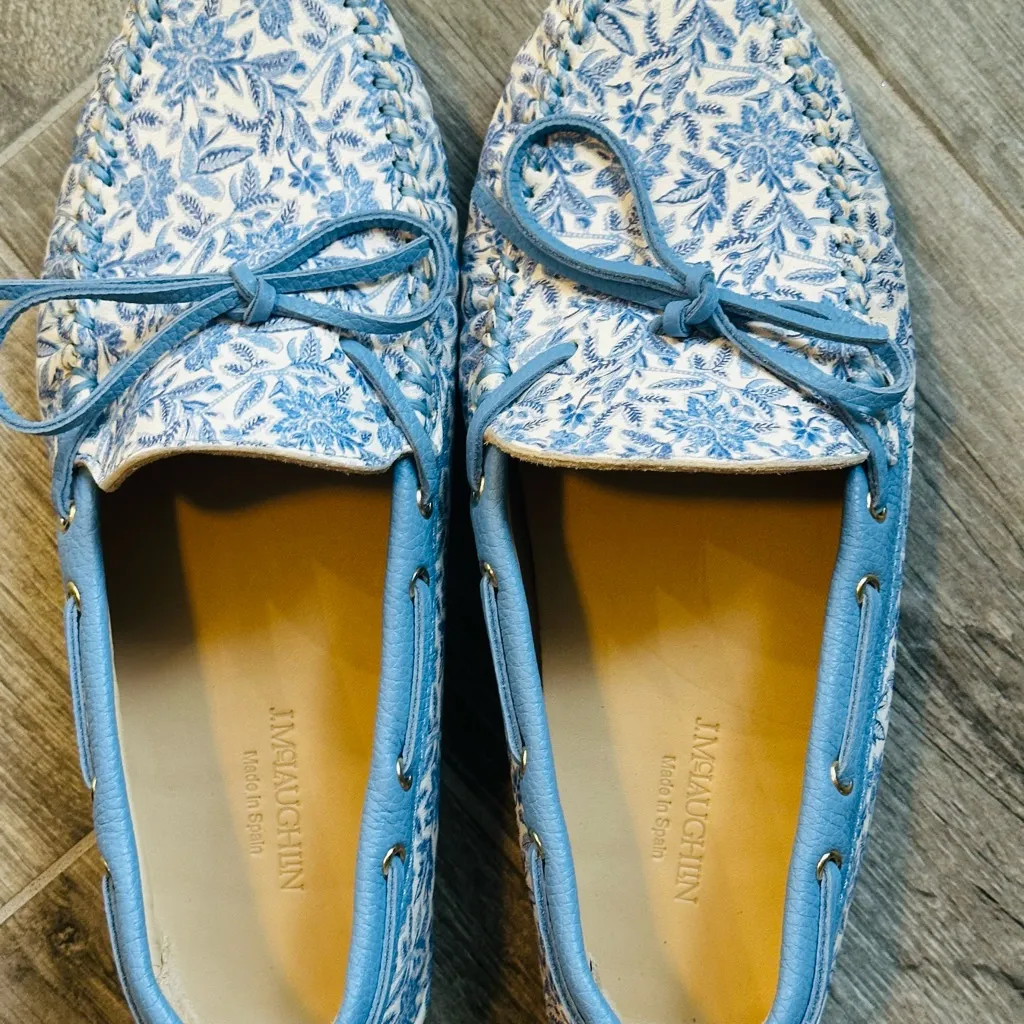 J. McLaughlin Floral Blue and White Loafers - Image 3