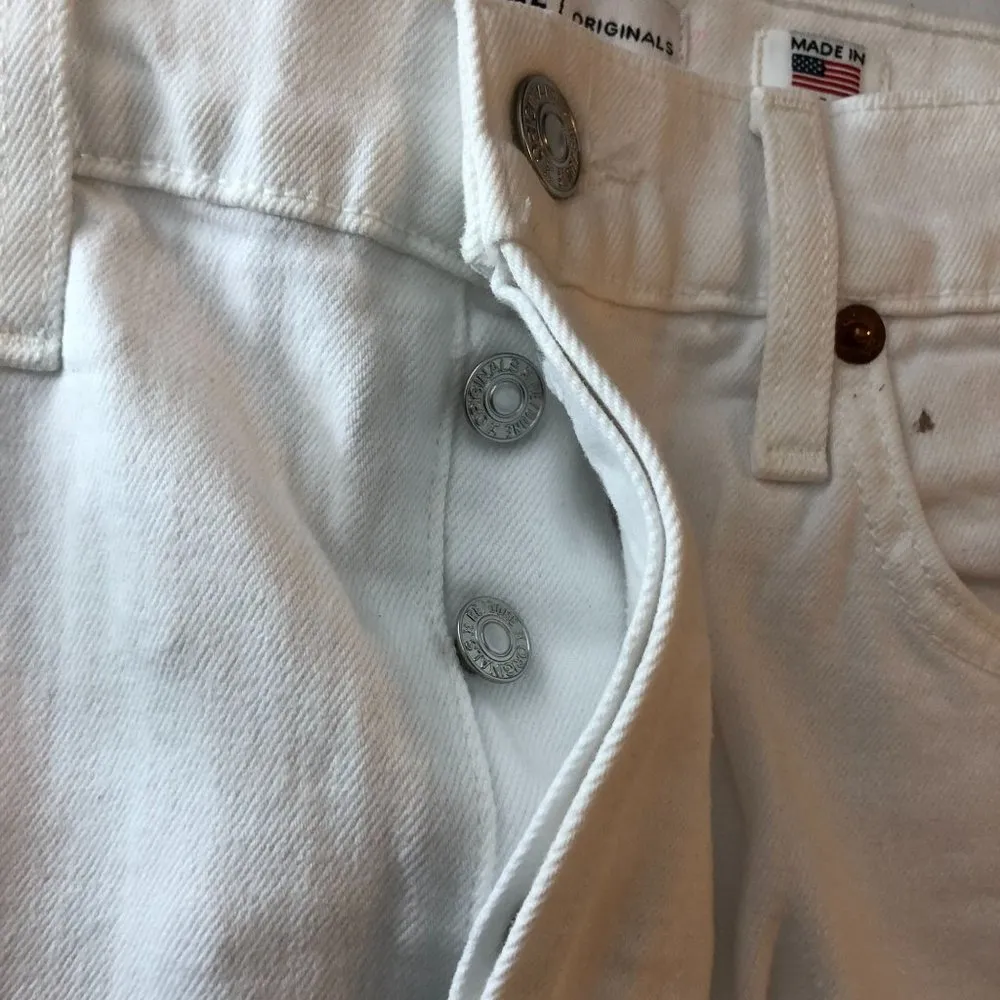 Re/Done Womens Jeans High Rise Ankle Crop Stretch Button Fly White 28 - Image 9