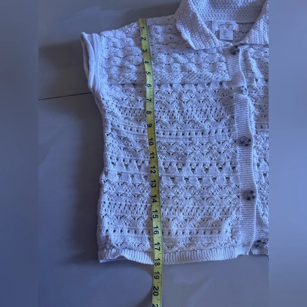 JESSICA SIMPSON Crop Cardigan Sweater Size Large Sage Knitted Casual Winter. - Image 11