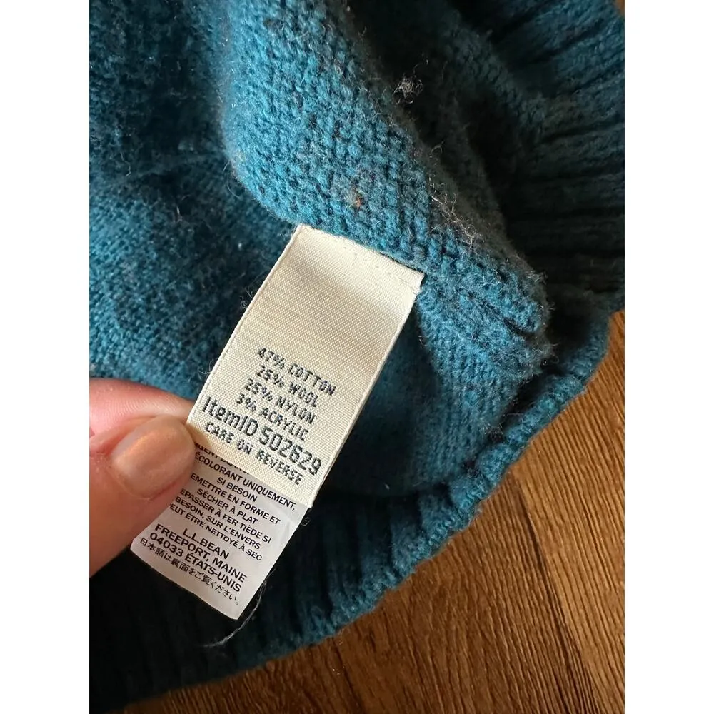 L.L.Bean Vintage Teal Blue Wool Blend Turtleneck Size Small - Image 3