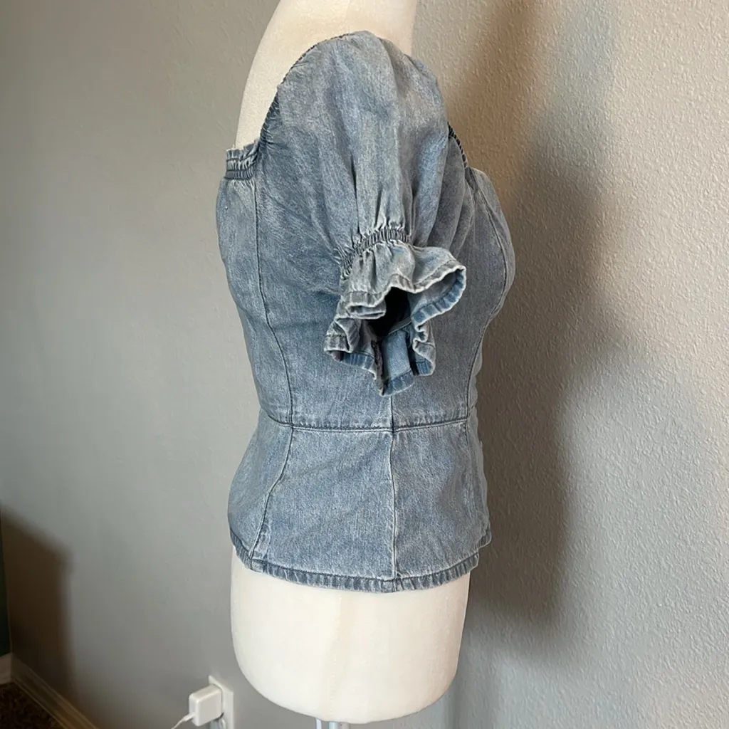 Boyish Light Wash Chambray Finley Top Size Small - Image 12