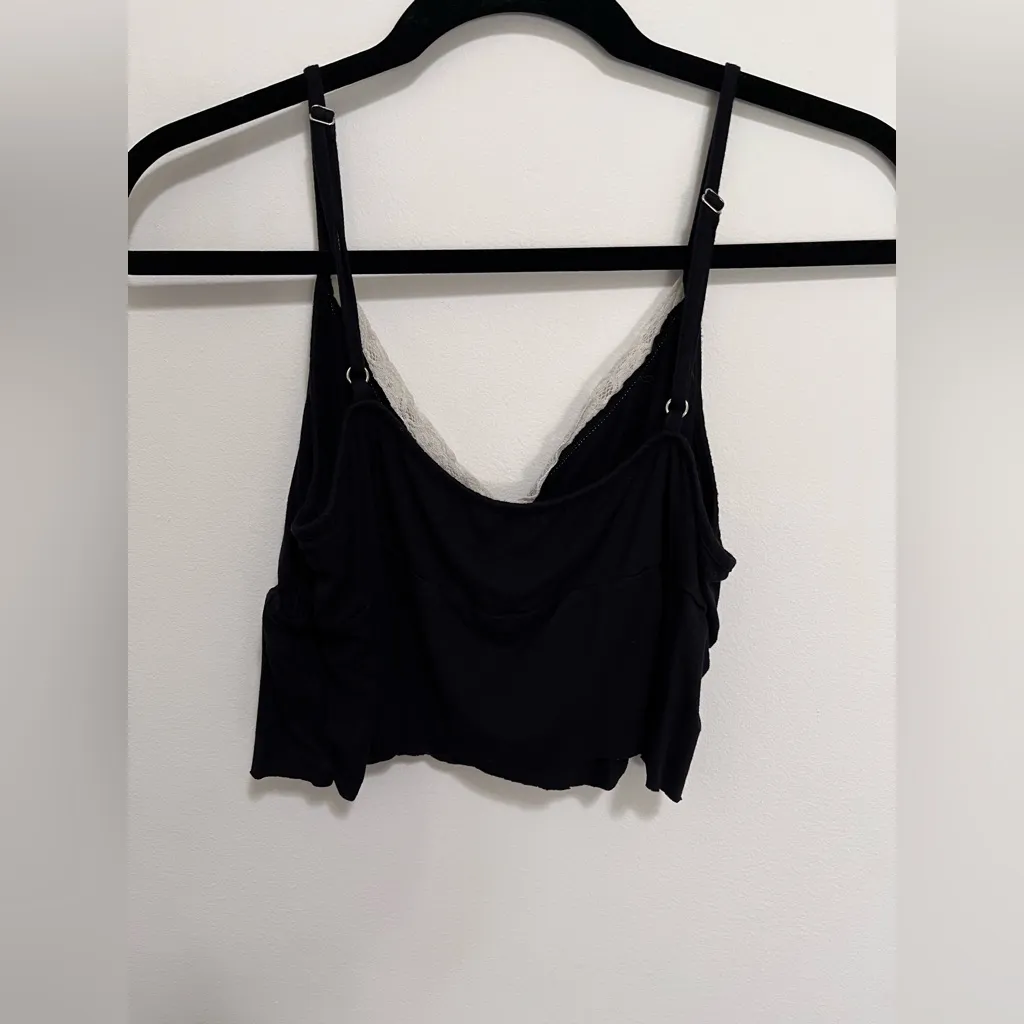 Black & White Lace Trim Y2K Crop Tank Top Cami Women’s Sz S GUC - Image 3
