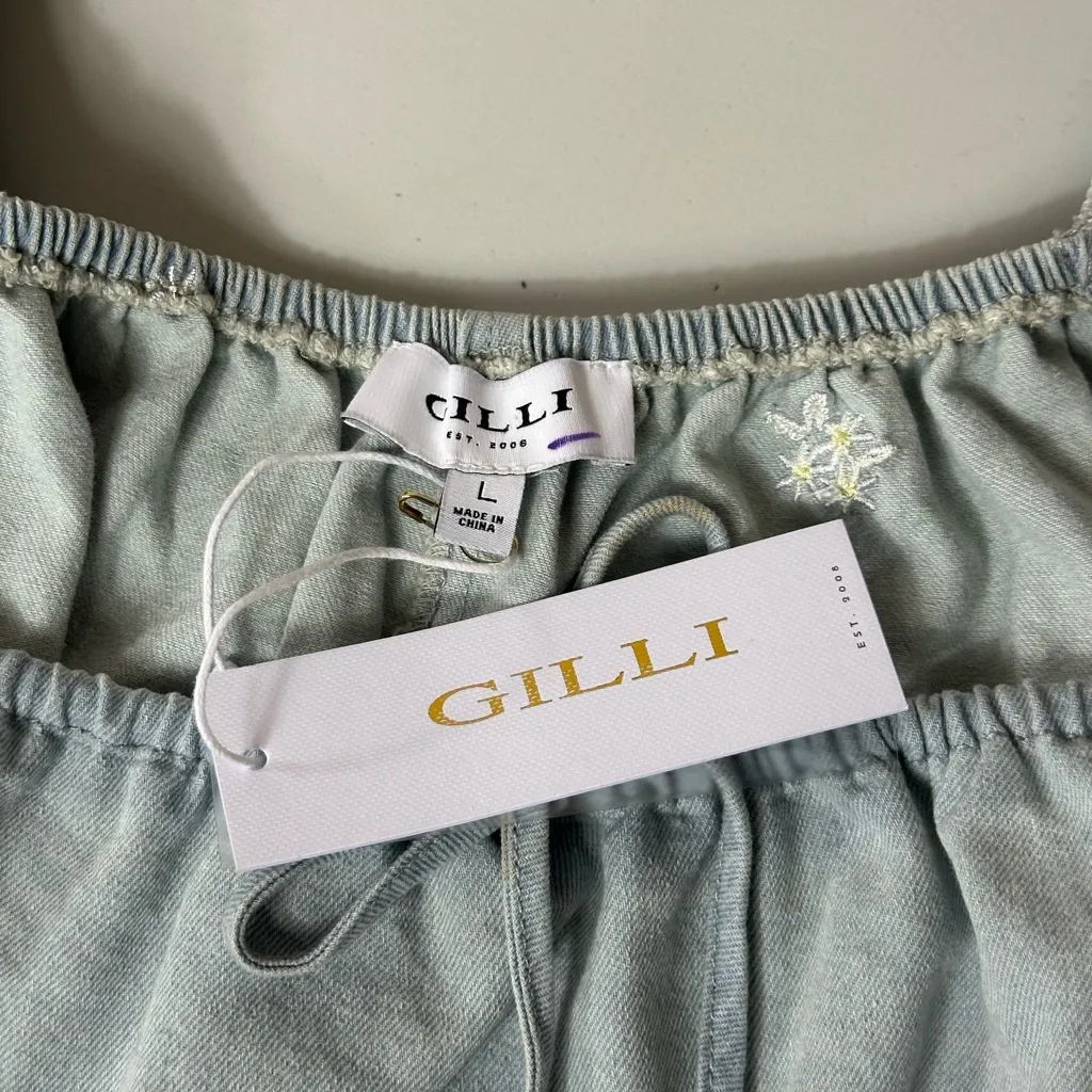Gilli Women’s California Cowgirl Embroidered Bleach Wash Denim Wash Size L NWT Blue Size L - Image 7