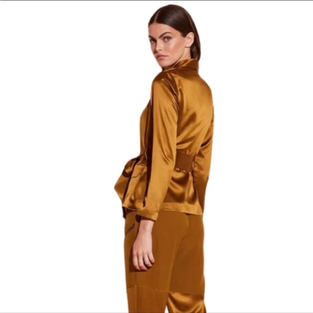 Fleur Du Mal Silk Blazer in gold digger NWT Brown - Image 3