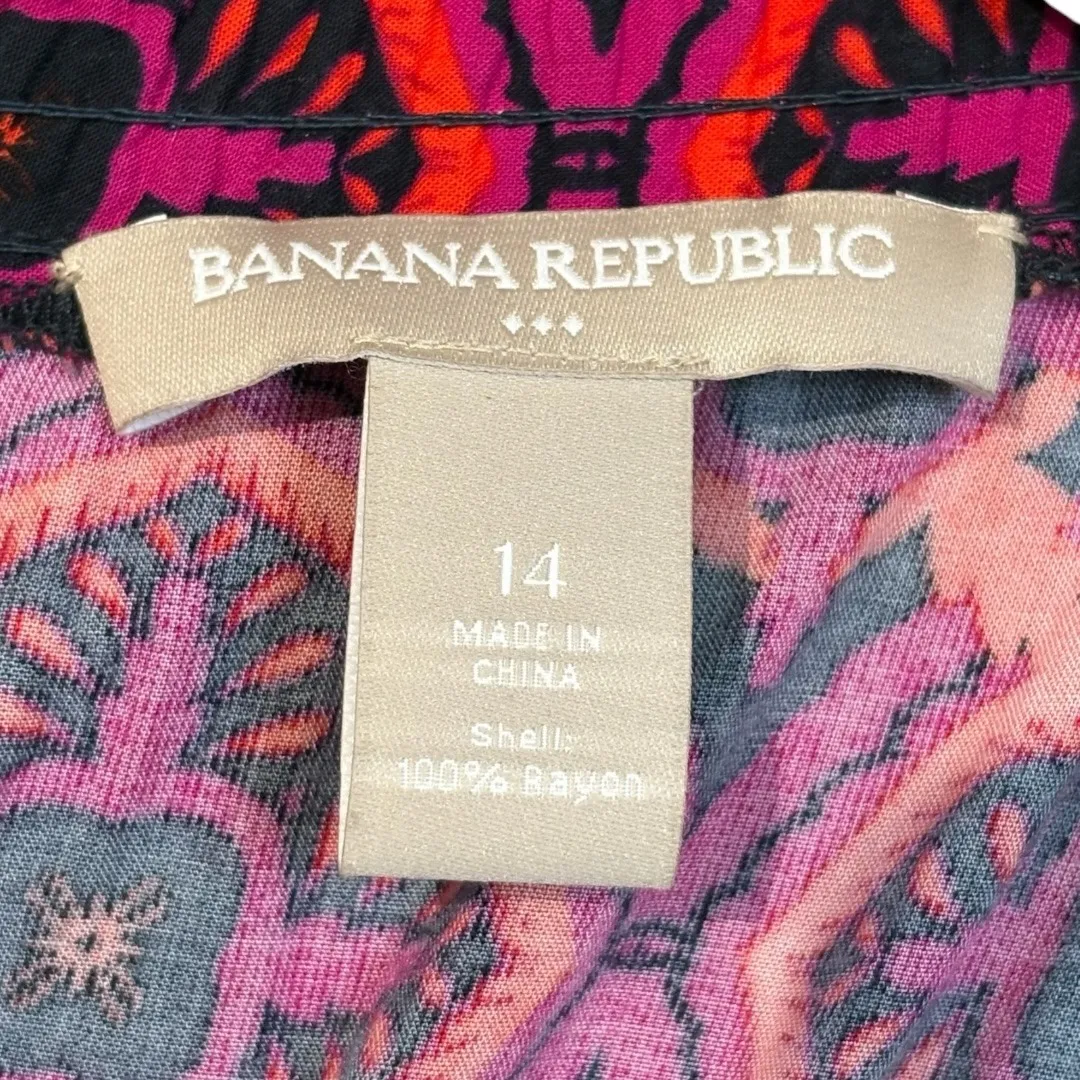 Banana Republic Jumpsuit Sleeveless Geometric Print Orange Pink Women Size‎ 14 - Image 5