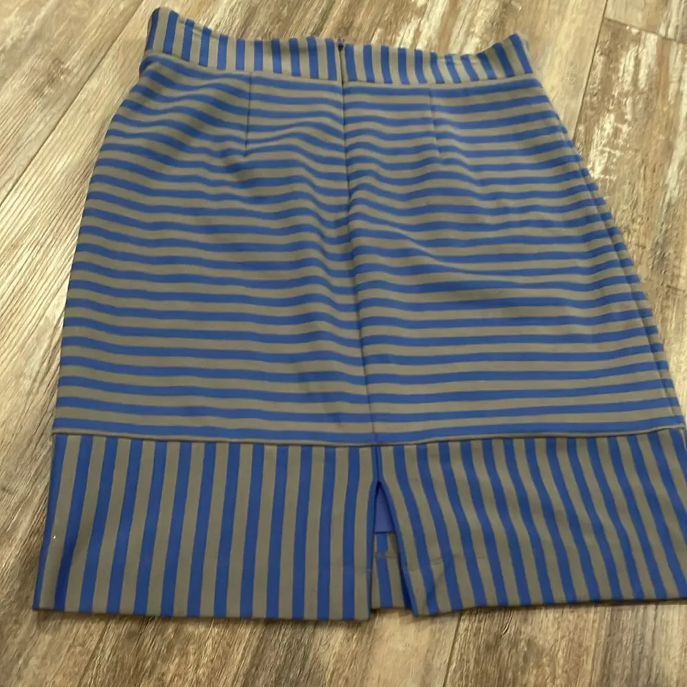 ANTHROPOLOGIE Plenty by Tracy Reese blue gray stripe skirt size 12 - Image 3