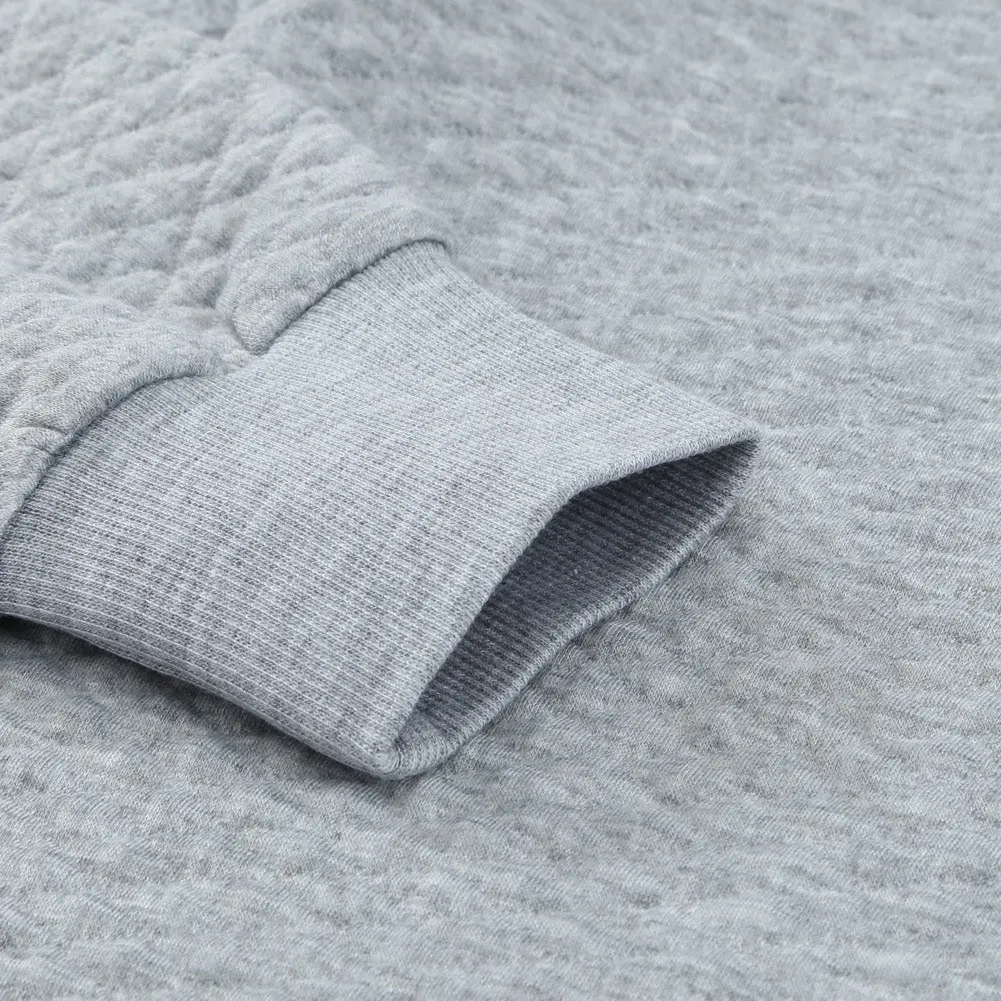 Grey Quilted Sweatshirt Green Plaid Elbow Patches Size XL Gray - Image 5