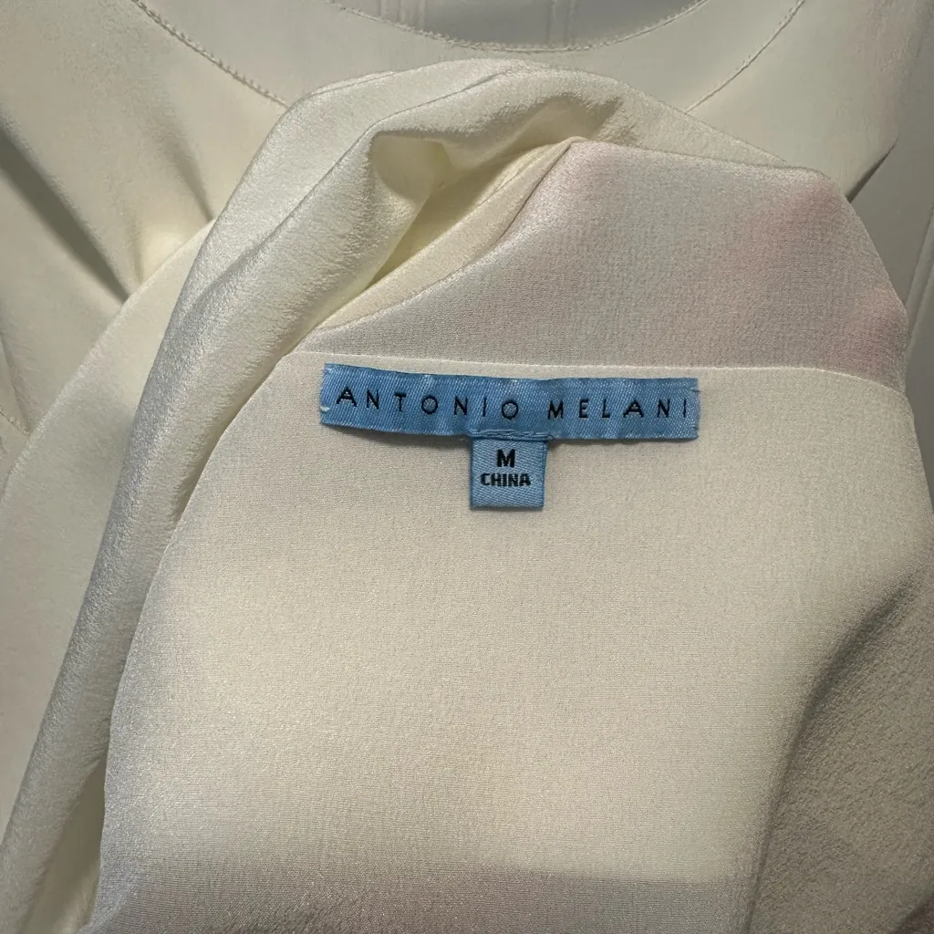 Antonio Melani Cream Silk Women's Top Tie Straps sz M Ivory - Image 4