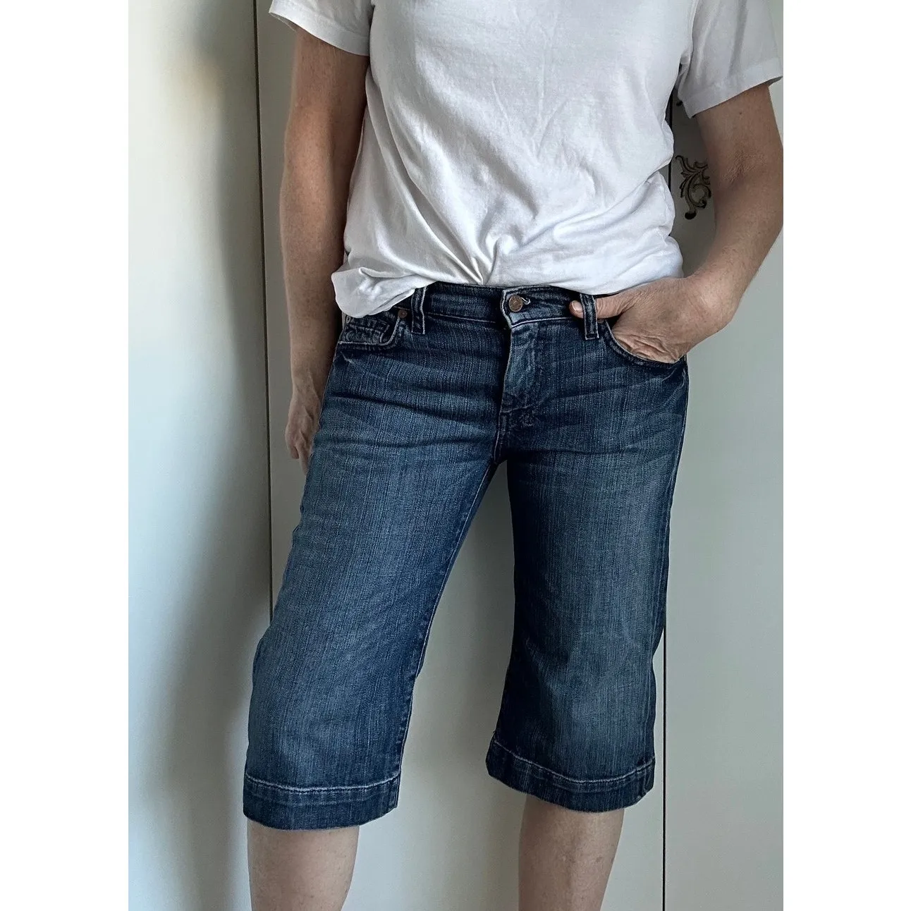 Y2K Jorts Dark Wash 7 For all Mankind Size 29 Low Rise Festival  Jean Denim - Image 2