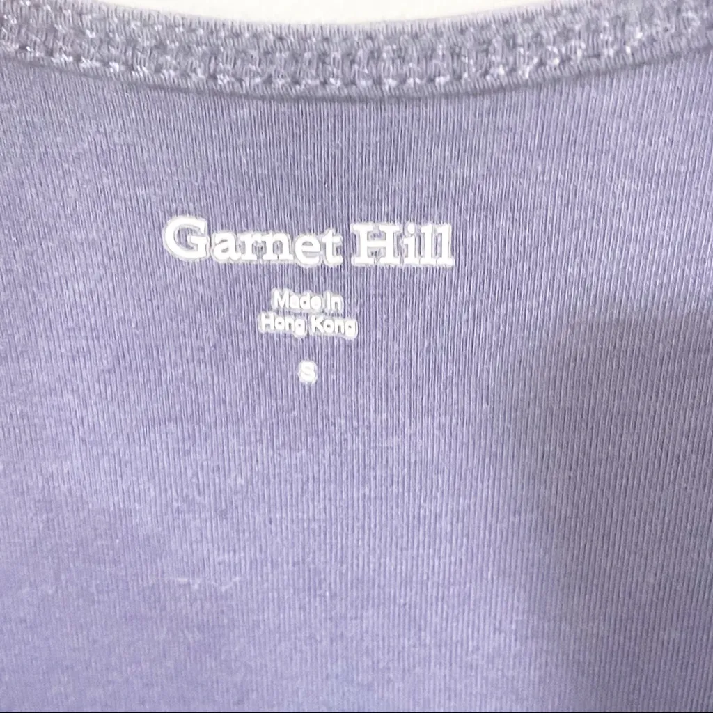 Garnett Hill Medium Purple Ruched‎ Top Flare Short Sleeve Cotton Dress - Image 3