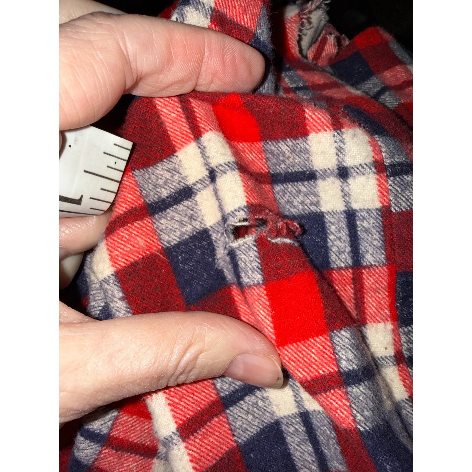 Vintage Montgomery Ward Plaid Flannel Robe Bathrobe Loungewear L Red navy thrash Size L - Image 5