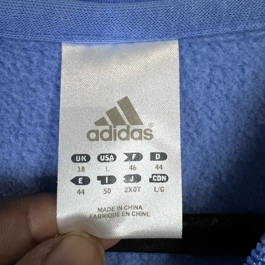 Adidas Women’s Blue & White Hooded Zippered Sweatshirt/Hoodie, Size Large - Image 5