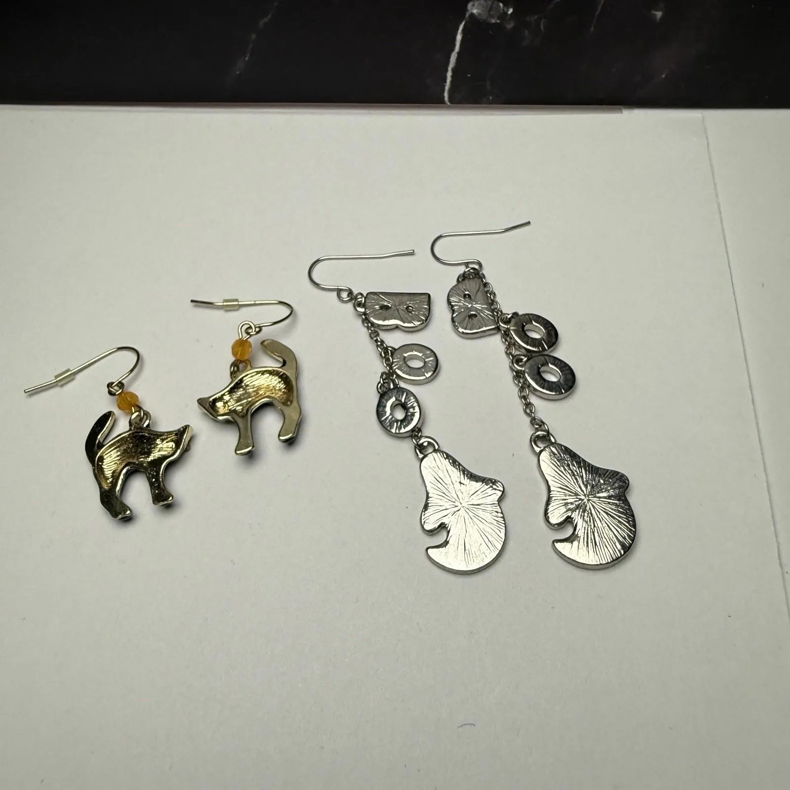 Halloween Enamel Boo Ghost / Black Cat Dangle Drop Pierced Earrings Lot Of 2 - Image 6