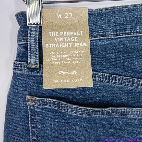 NEW Madewell The Perfect Vintage Straight Jean in Bright Indigo Wash,‎ 27 - Image 12
