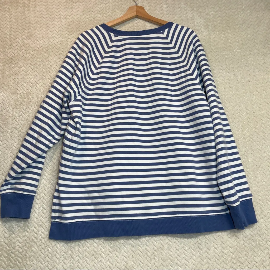 Maeve Anthropologie Long Sleeve Blue Striped Tunic Top Womens Size L - Image 9