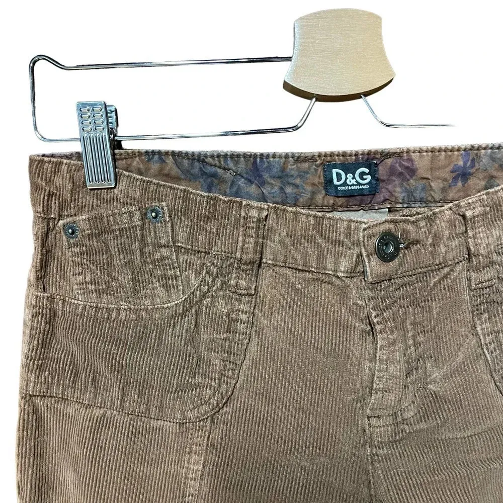 Dolce & Gabbana Lovely Corduroy Brown Straight Y2K Pants Size 40 / 26 - Image 4