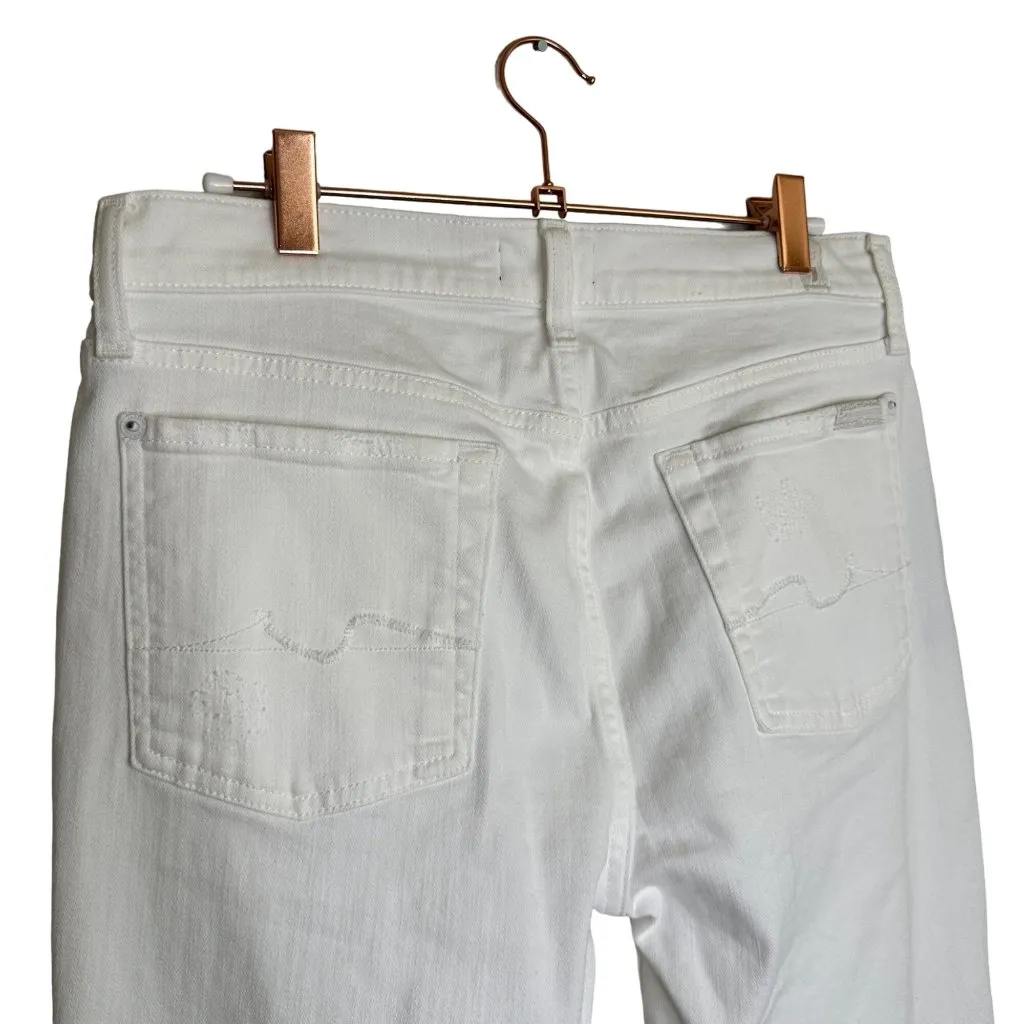 7 for All Mankind Josefina Boyfriend Jean Size 28 Broken Twill White New - Image 6
