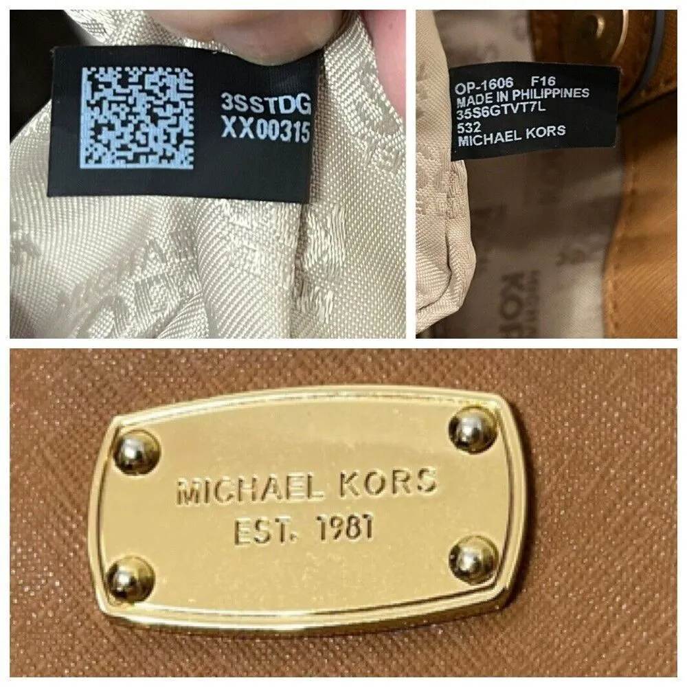 Michael Kors Jet Set Travel Safiano Leather Tote Handbag Purse Luggage Brown OS - Image 7