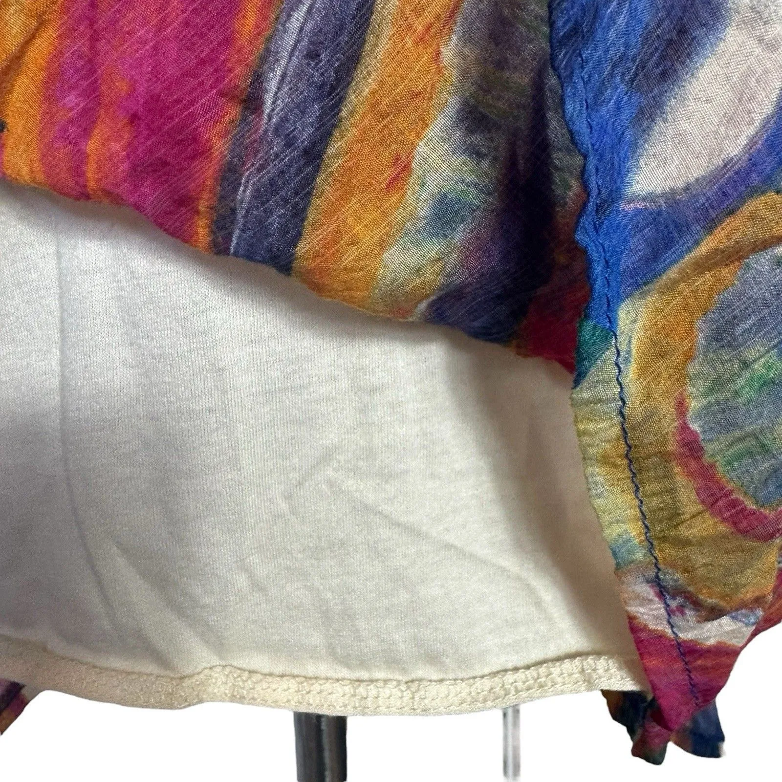 Y2K Vintage Artsy Asymmetric Gauze Tunic Top Small Boho Fairy Lagenlook Abstract Blue - Image 4