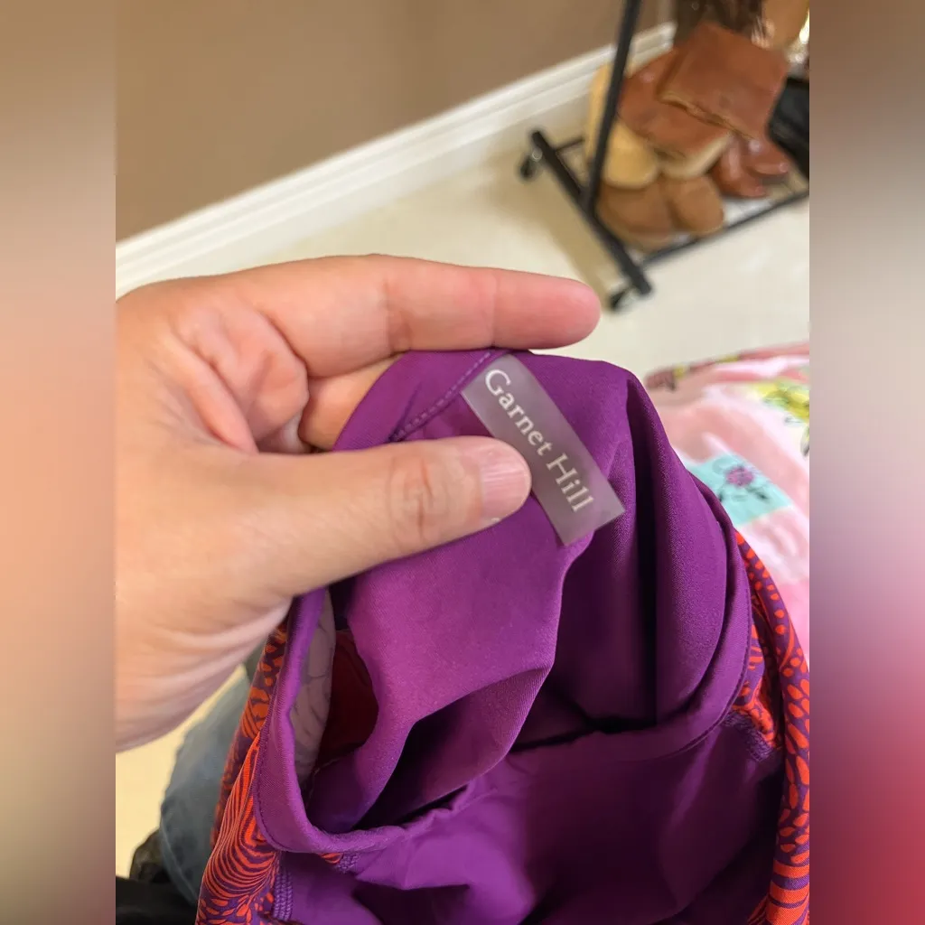 Garnet Hill Fuchsia Colorblock Cropped‎ Rashguard – Size S UPF 50+ Swim Top - Image 7