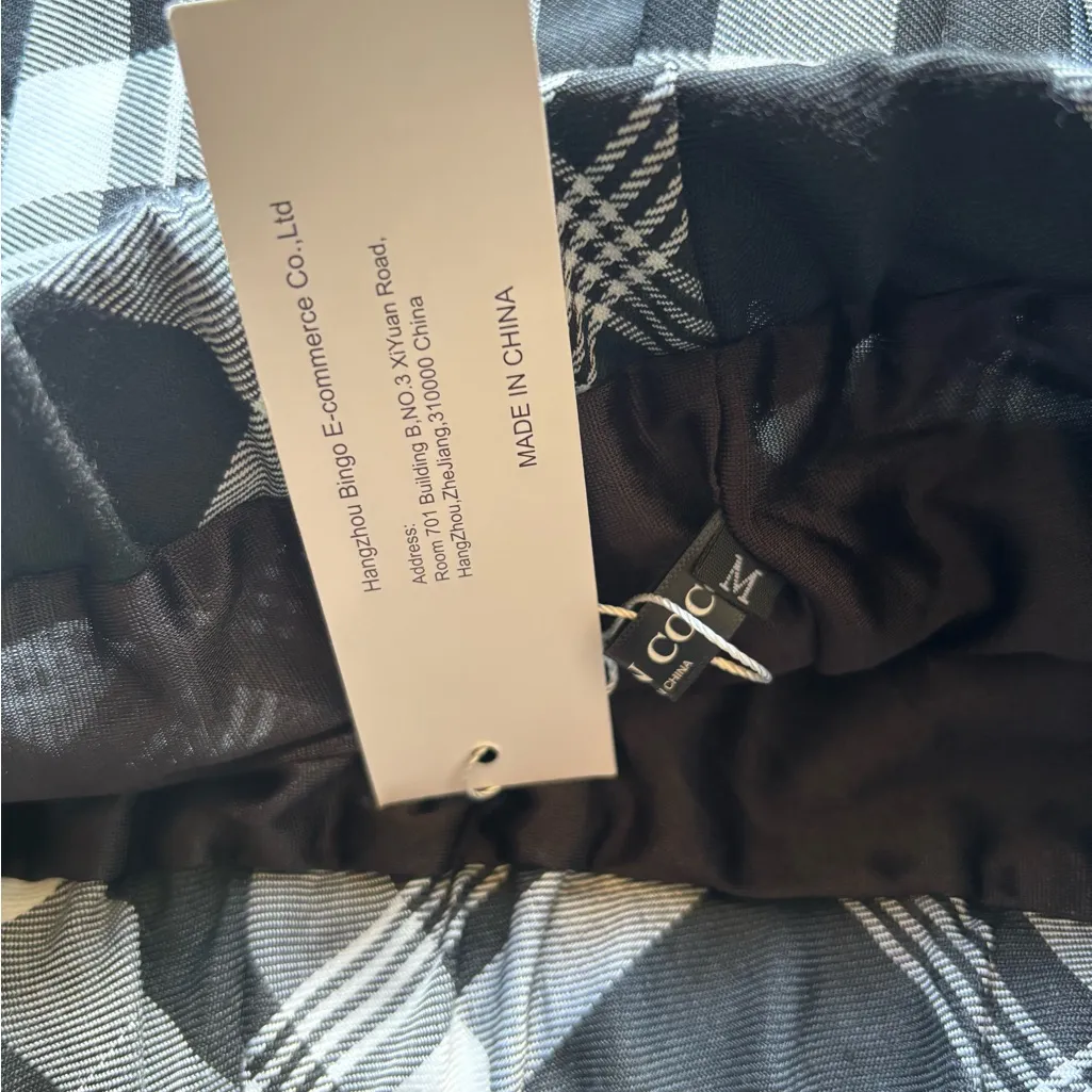 Source Unknown Black and White Plaid Skater Skirt Size M - Image 5