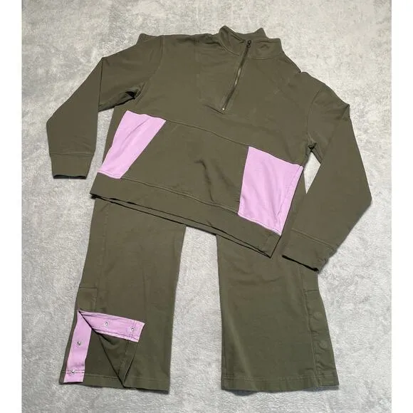 Pact Track Suit Large Green Orchid Sweatshirt Pants Organic Casual Activewear - Image 2