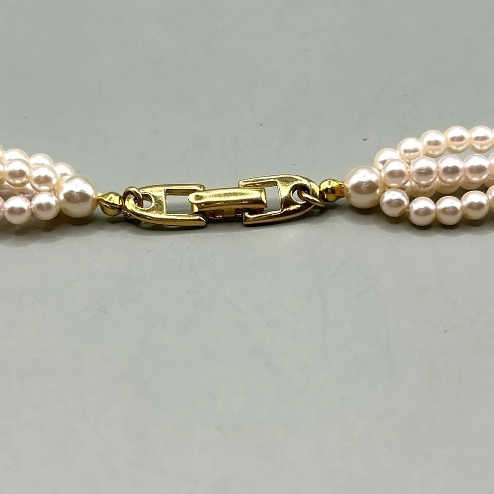 Napier Pearl Necklace Twisted 4 Strands 24” Bridal Vintage Napier Gold - Image 5