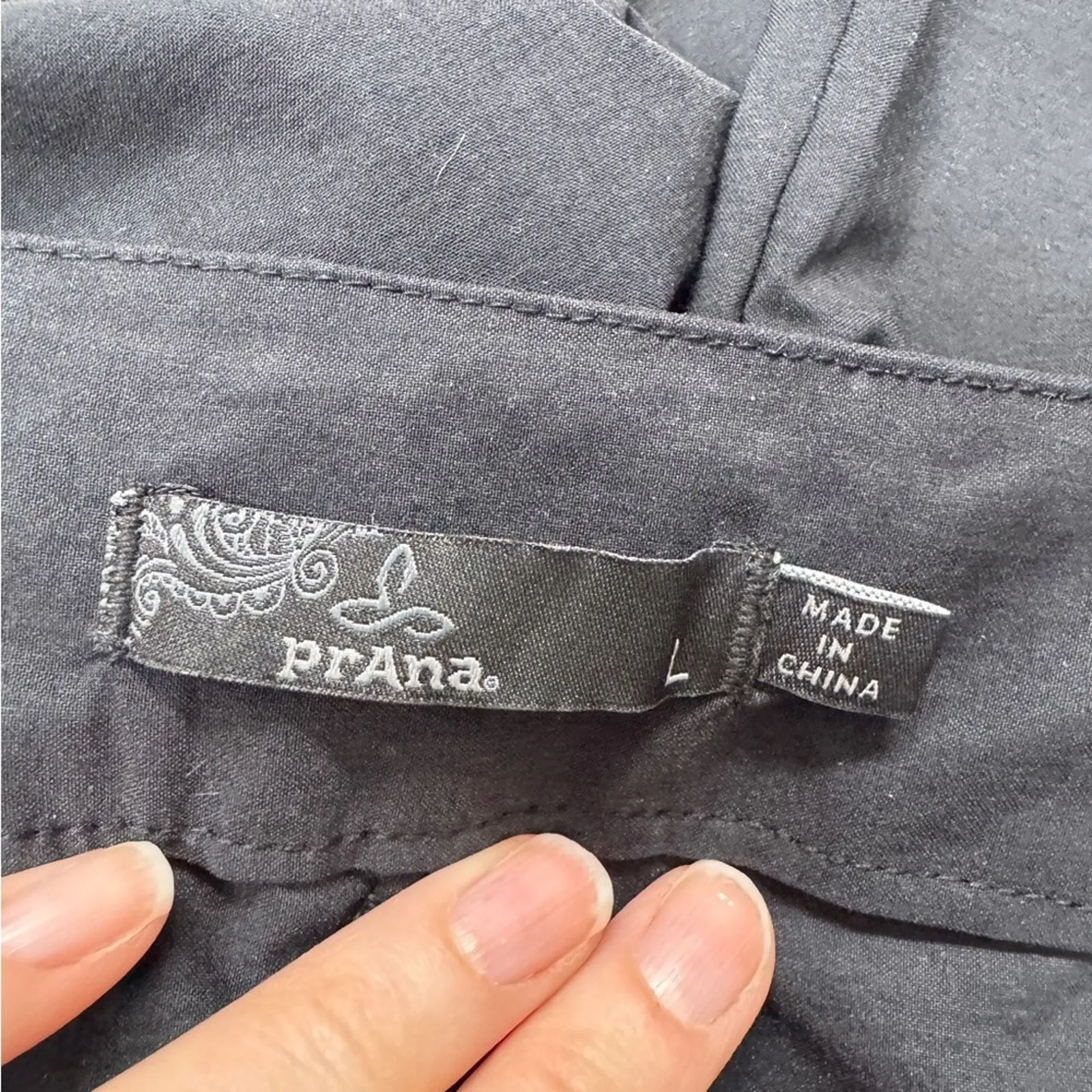 Prana Black Wide Leg Cropped Hiking Pants Womens L Casual Outdoors Gorpcore - Image 8