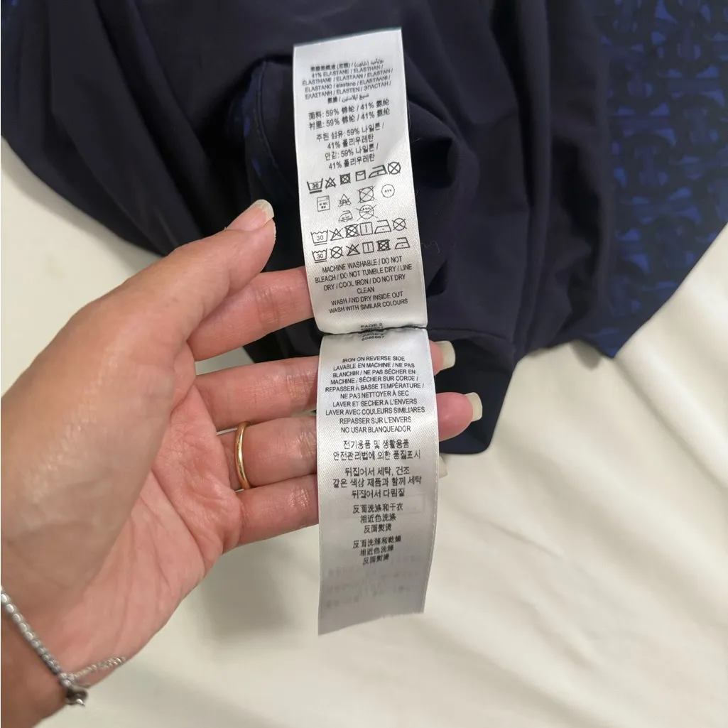 NWT Burberry TB Monogram Print plunging neckline Long-Sleeve Bodysuit in XS - Image 6