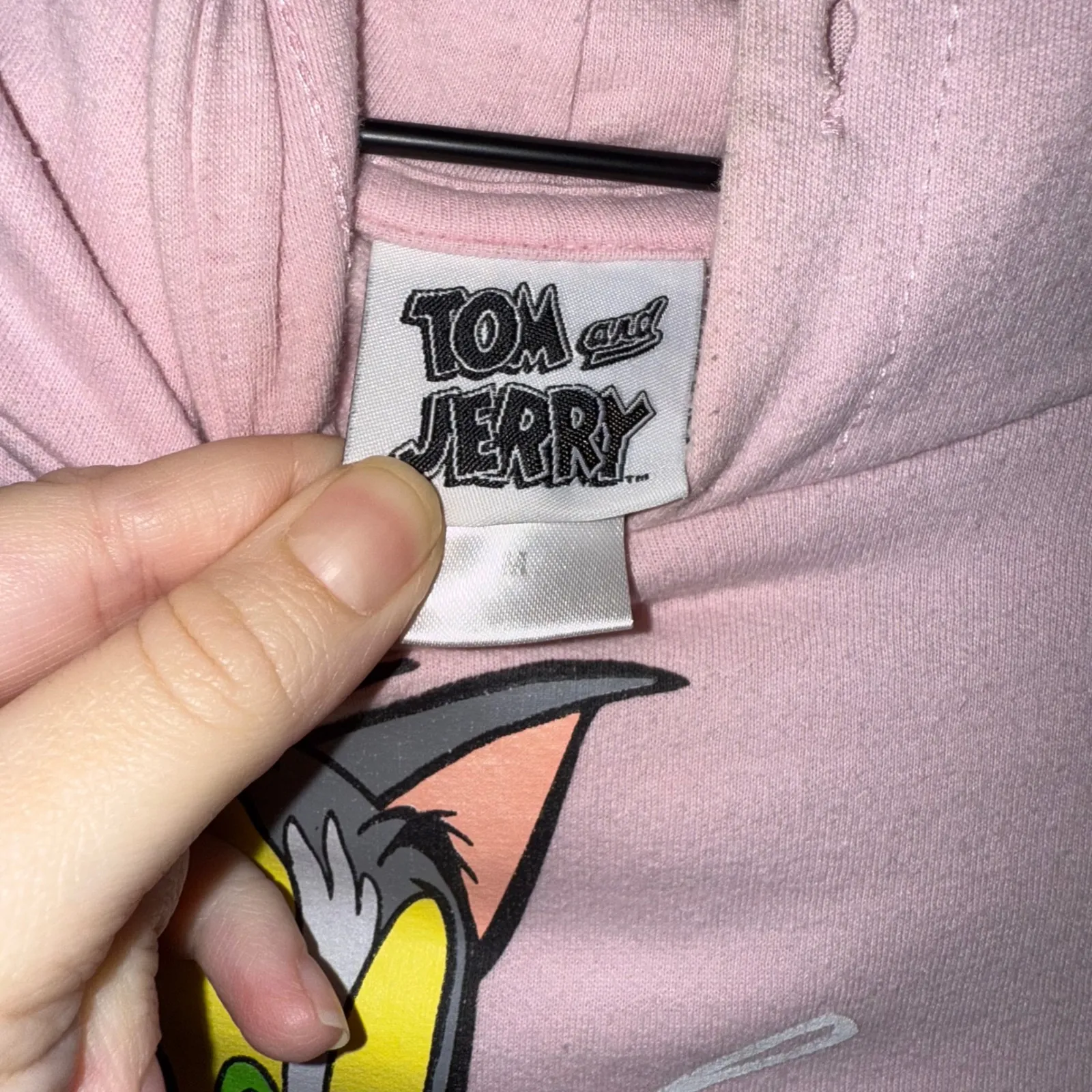 Tom and‎ Jerry Hoodie Cartoon Character Pullover Pink Cheese Graphic Size M - Image 4