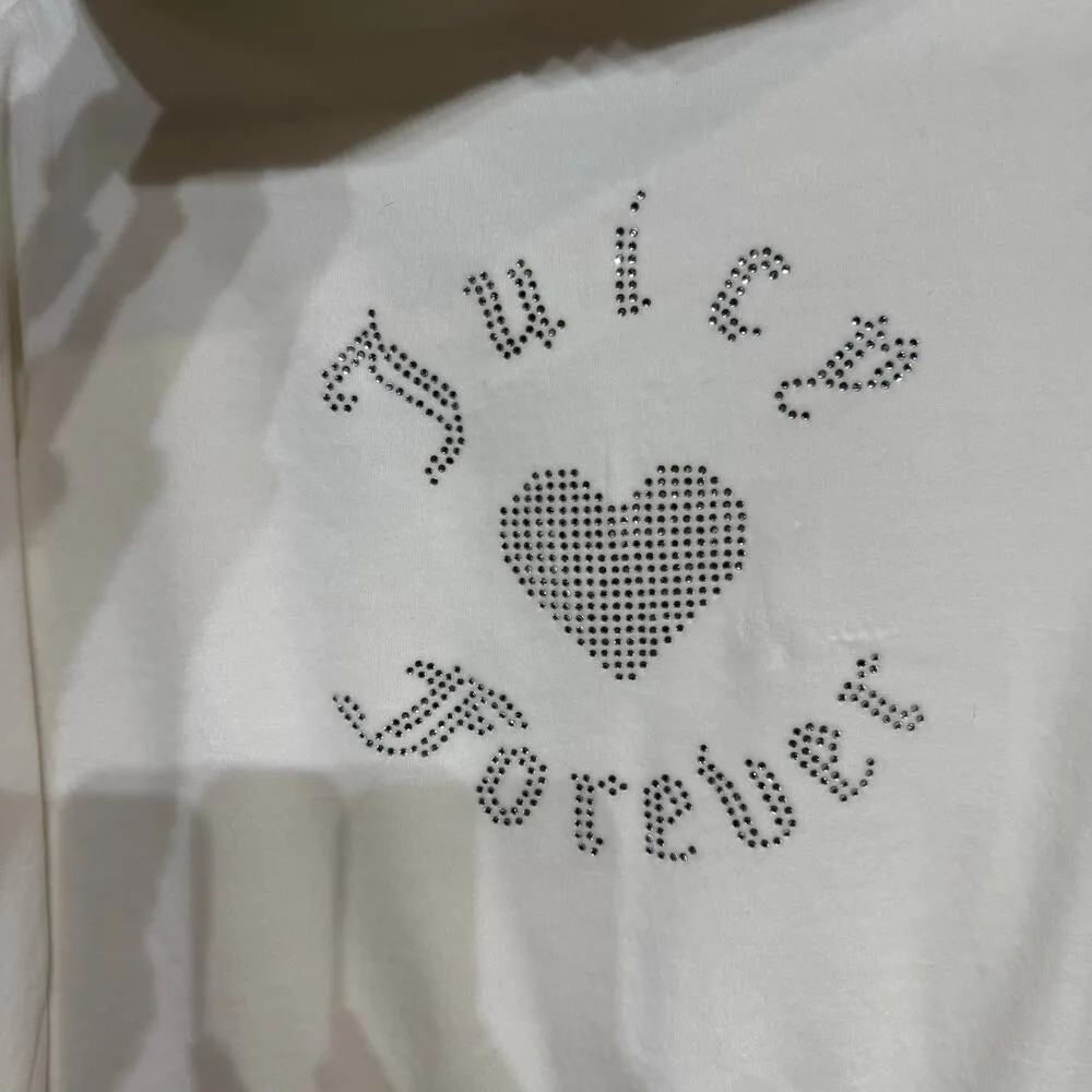 Forever 21 x Juicy Couture White Full Zip Track Hooded Jacket Sz L - Image 9