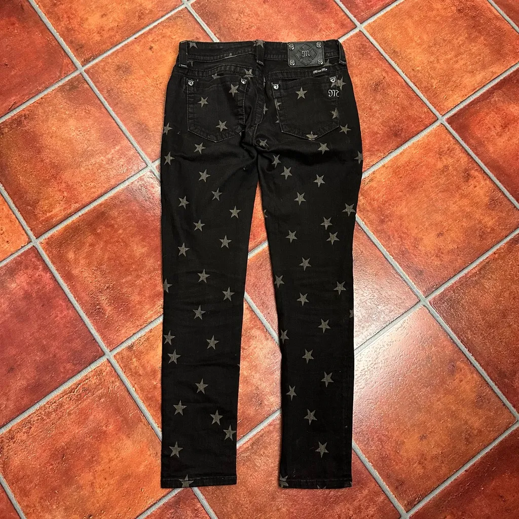 Miss Me Black Star Graphic Skinny Jeans Size 28 - Image 5