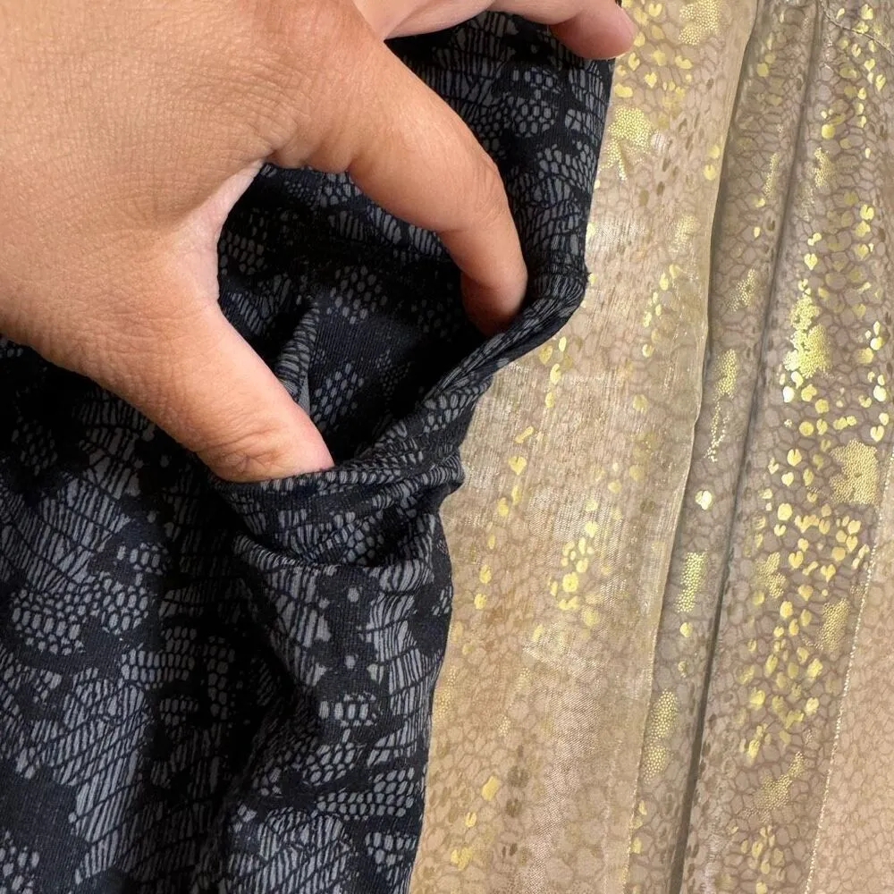 LIVI Active Dark Grey Black Lace Print High Rise Activewear Leggings 14/16 Gray - Image 4