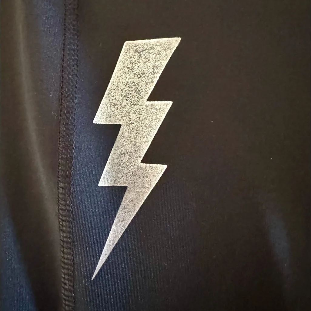 ALCHEMY Black Active 365 Leggings, Silver Metallic Lighting Bolt Contrast sz. XS - Image 9