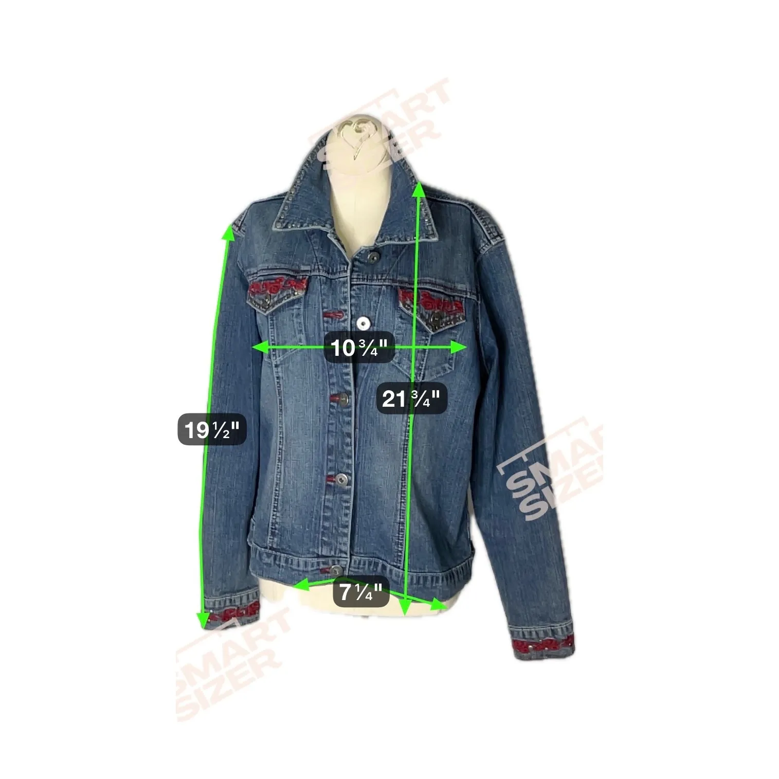 Ethyl Denim Jacket Women's Medium Embroidered Boho Western Studded Jean Coat - Image 5