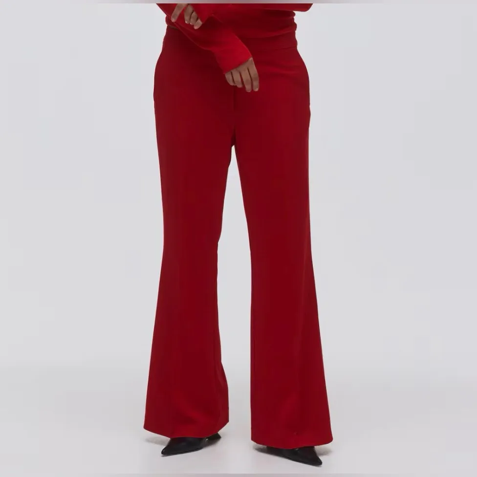 H&M vibrant red flared trouser dress pants. Bold polished Valentine’s Day 6 REG - Image 3