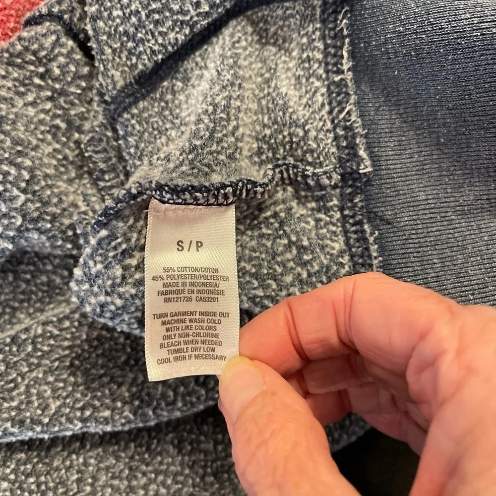 Aeropostale red/blue aged color wash full zip raglan sleeve hoodie Unisex Sz. S - Image 5