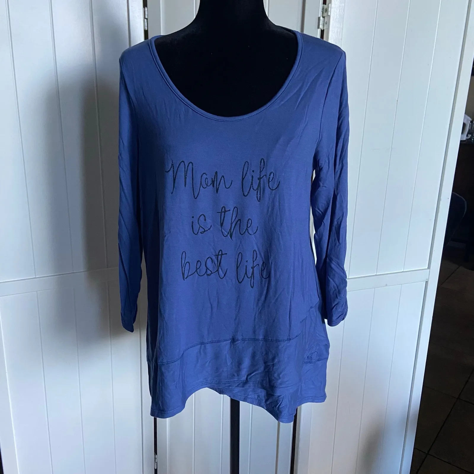 Zip Code Womens Top Size PXL Blue‎ Tunic Mom Life is the Best Life Petite XL NEW Blue - Image 5