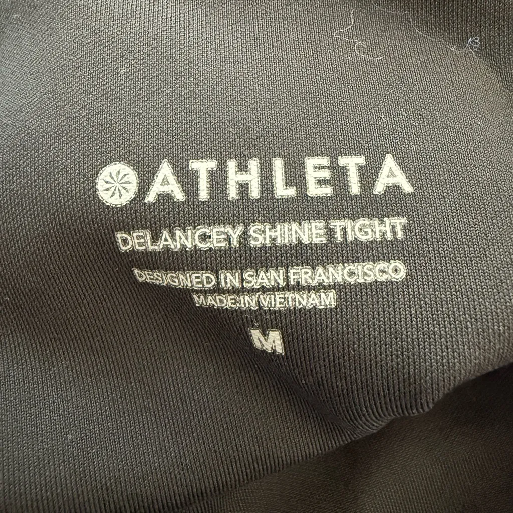 Athleta‎ Delancey Shine Tight Mixed Media Vegan Leather Leggings Black Medium - Image 2