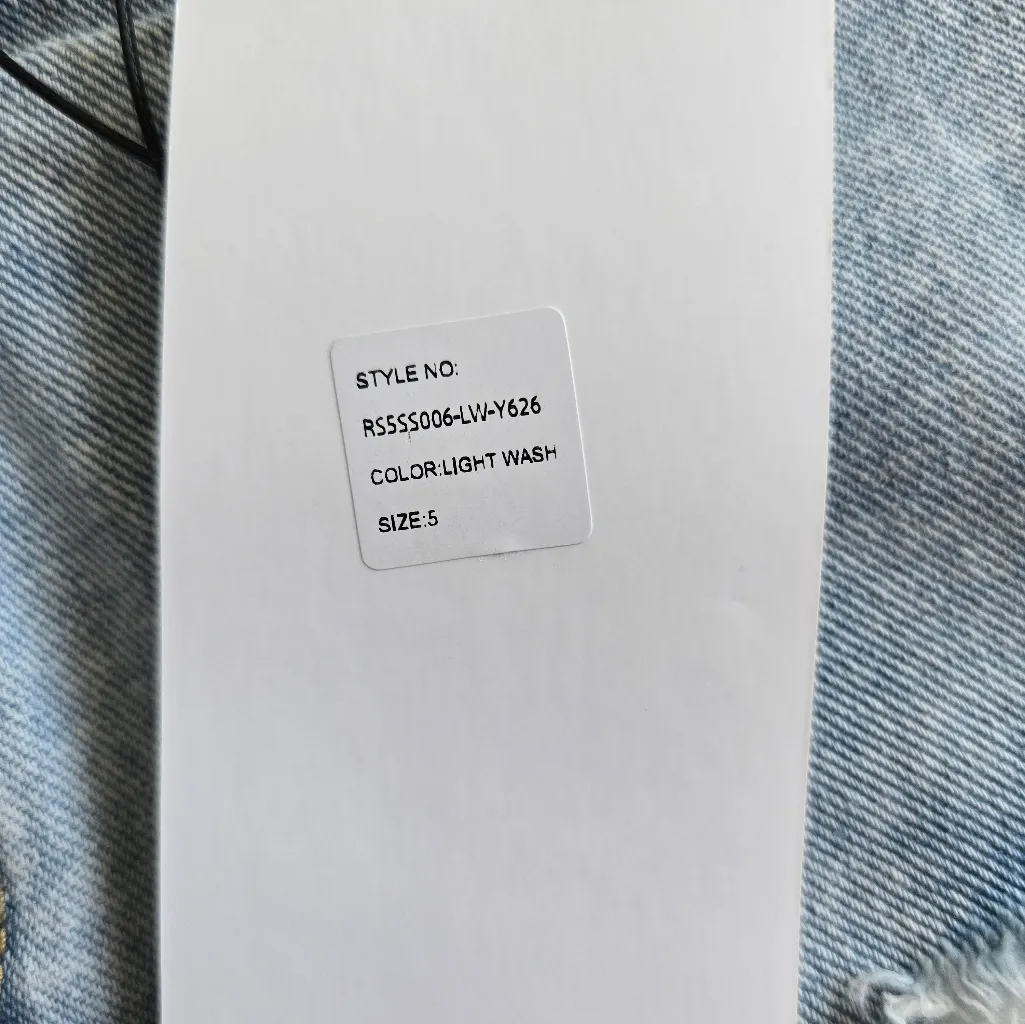 Rise‎ Light Wash Blue Distressed Denim Festival Shorts Size 5 - Image 10
