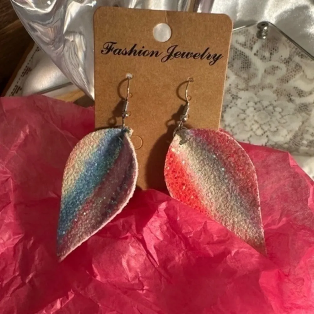 Fashion Jewelry Earrings Rainbow Tear Drop Dangle Hook Backs Purple - Image 2