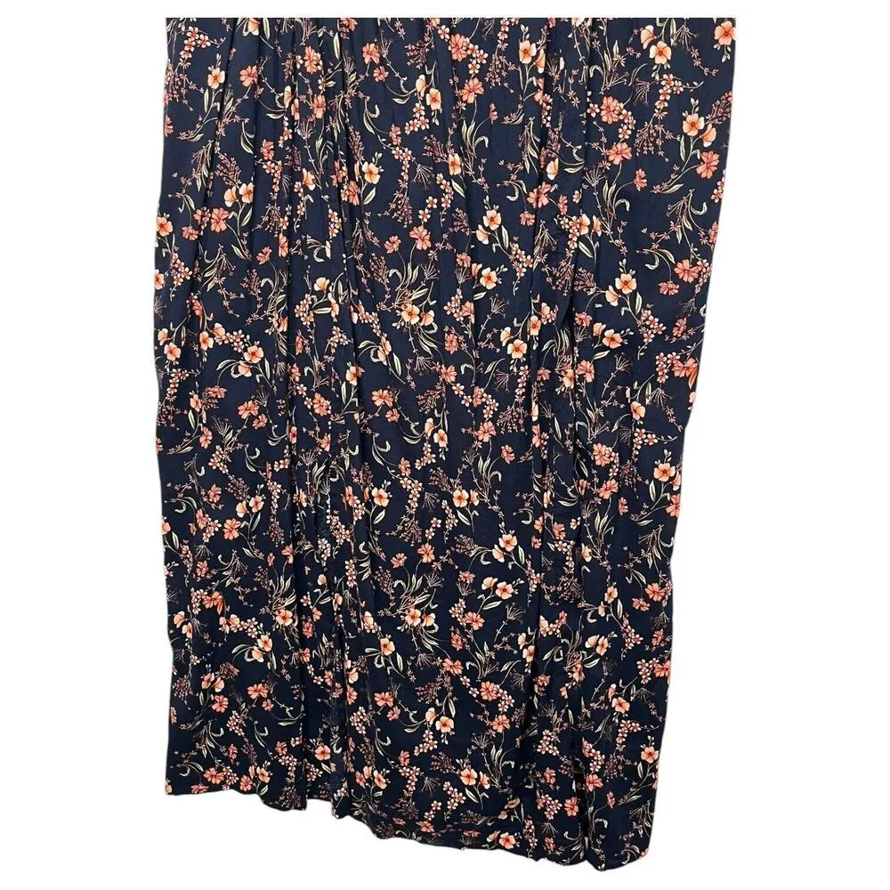 New Old Navy Dress Womens 2X Blue Floral Midi Fit Flare Square Neck Tie Straps - Image 7