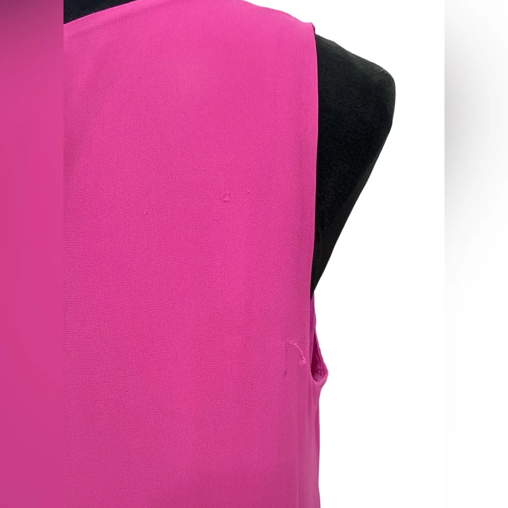 Vince Camuto Hot Pink Chiffon Overlay High Low Shift Dress Size L - Image 5
