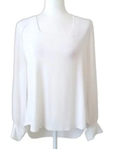Premise Studio Womens Blouse Long Sleeve Tie Cuff Ivory Cream Size S Small - Image 1