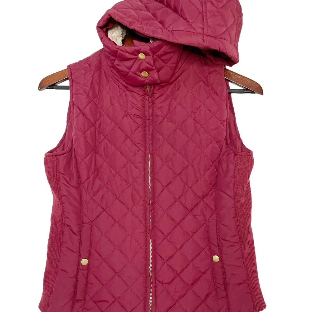 Active USA High Neck Quilted Zip Up Puffer hoodie Vest Jacket size S - Image 11