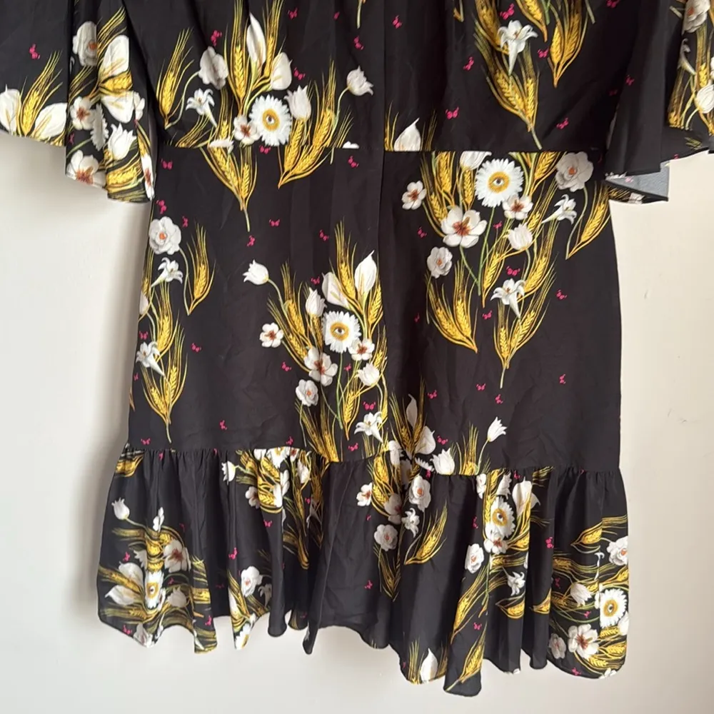 BORGO DE NOR DRESS ALBA BLACK FLORAL PRINT CREPE Size M - Image 10