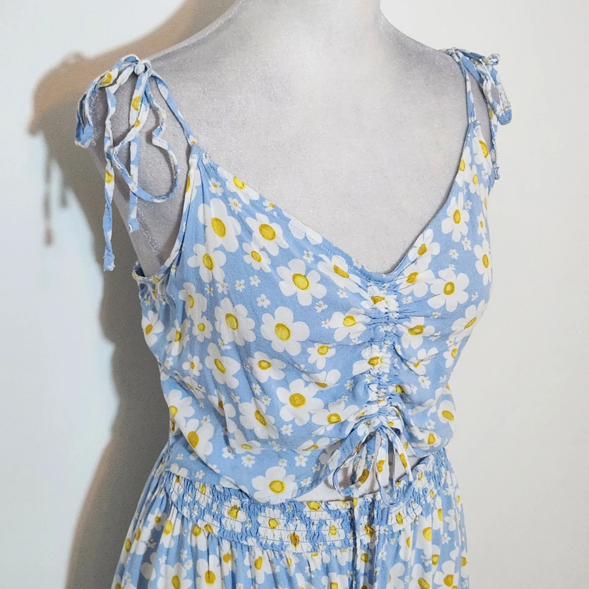 Birch & Stone Blue Floral High Low Boho Dress with Cut - Image 6